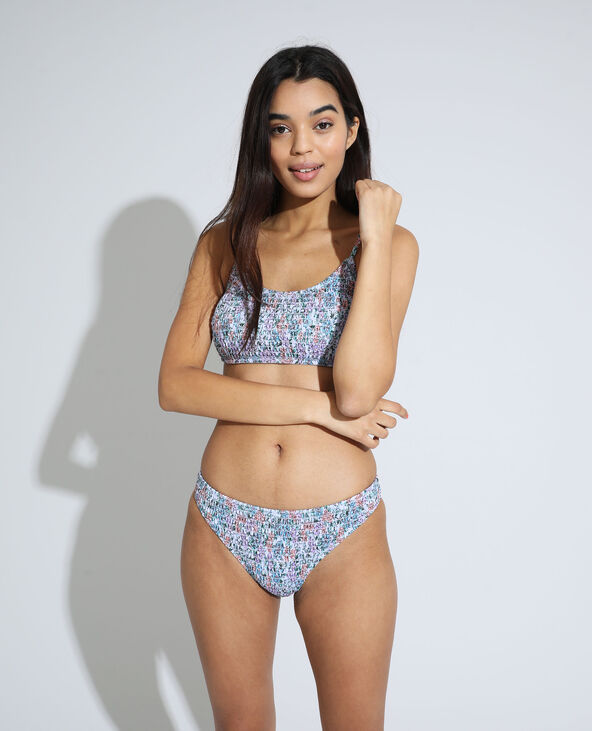 Haut de maillot de bain brassière smocké à fleurs bleu - Pimkie