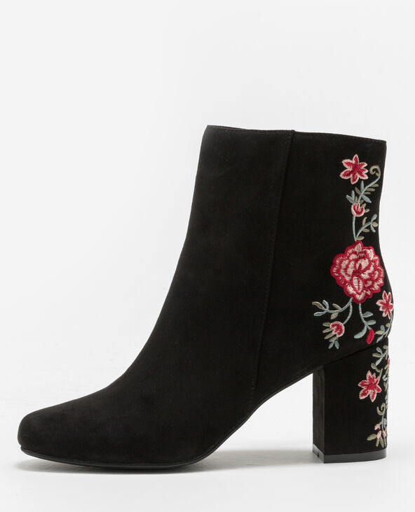 Bottines à broderies noir - Pimkie