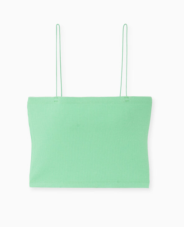 Top bandeau court avec bretelles fines vert clair - Pimkie