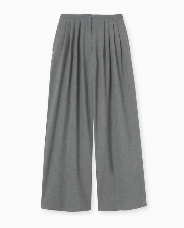Pantalon large et droit avec pinces gris foncé - Pimkie