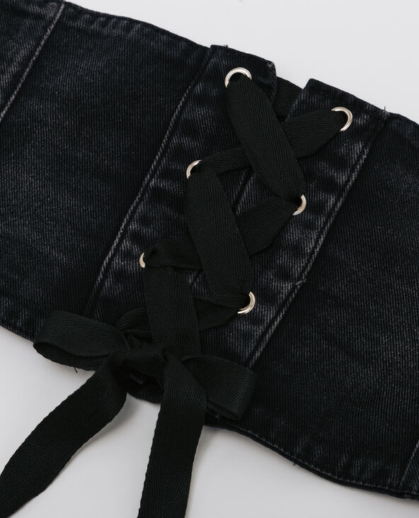 Ceinture corset en jean noir - Pimkie