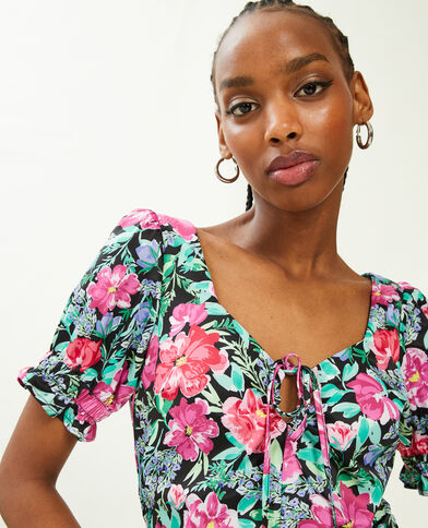 Robe courte en satin avec fronces noir - Pimkie