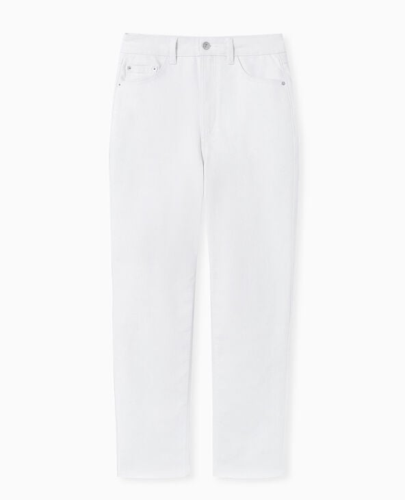 Jean droit taille haute avec bas coupés blanc - Pimkie