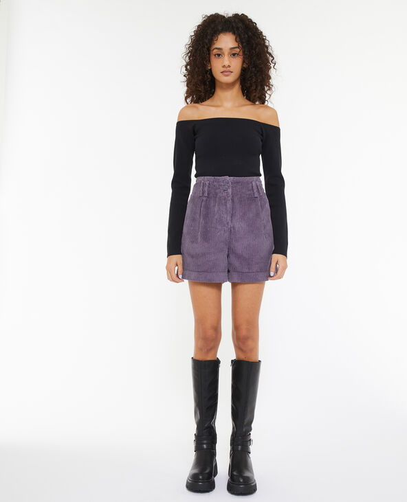 Short velours taille haute avec pinces lilas - Pimkie
