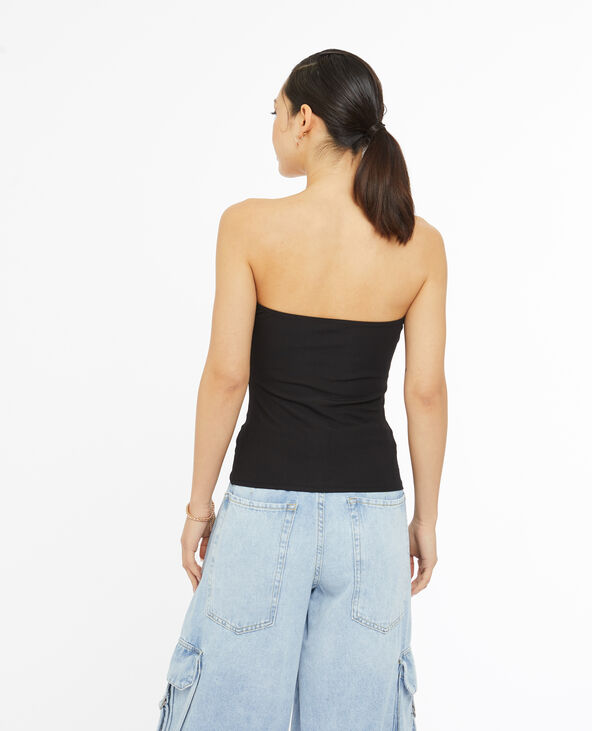 Top bustier en maille côtelée noir - Pimkie