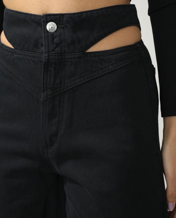 Jean wide leg high waist avec découpes noir - Pimkie