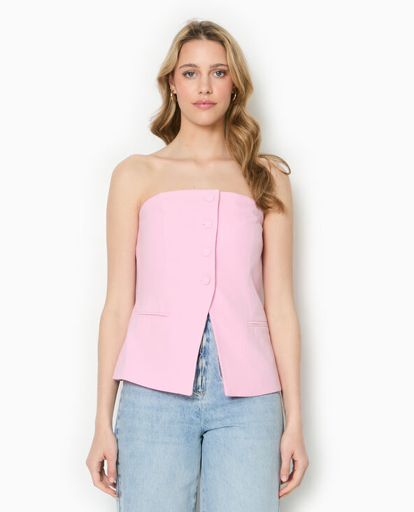 Top bustier avec boutons rose - Pimkie