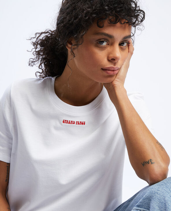 T-shirt basique avec broderie blanc - Pimkie