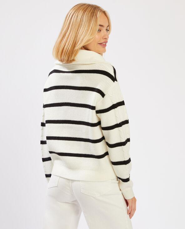 Pull col zippé blanc - Pimkie