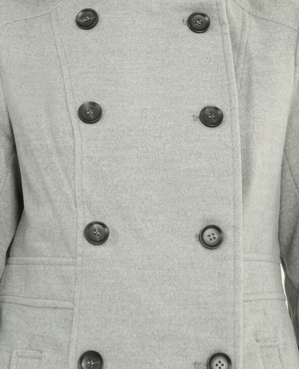 Manteau double boutonnage gris chiné - Pimkie