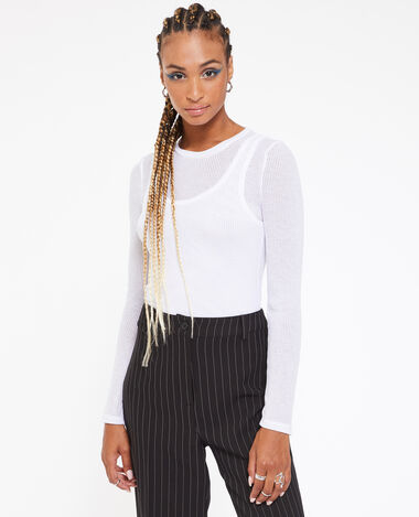 Top manches longues effet superposition blanc - Pimkie
