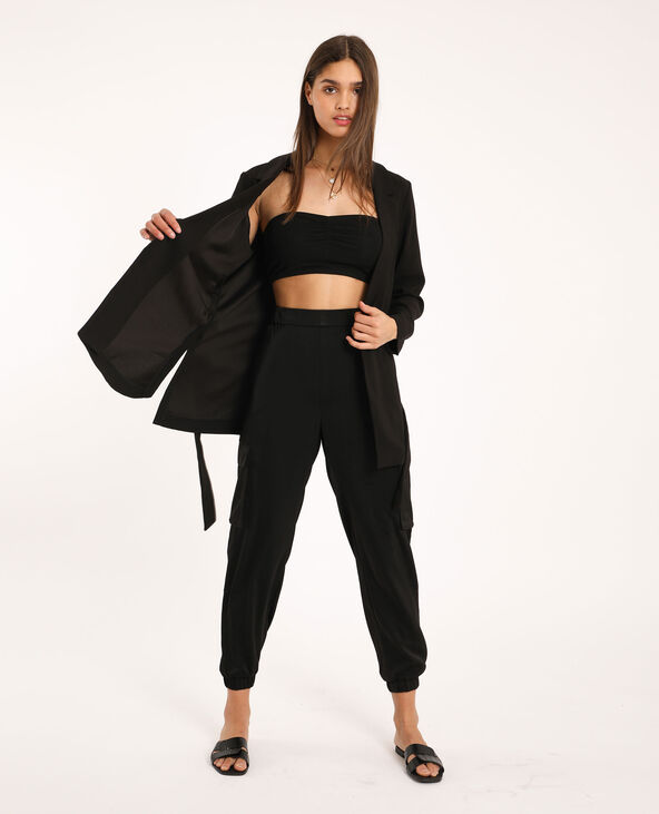 Pantalon cargo satiné noir - Pimkie