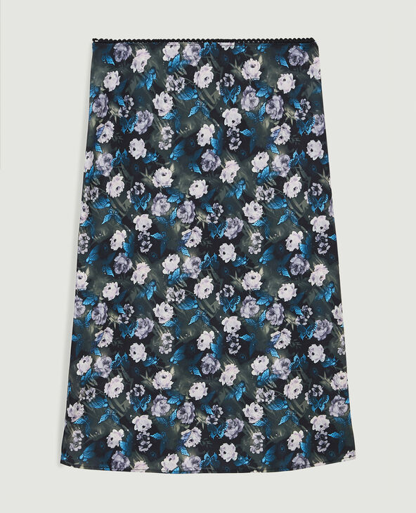 Jupe midi en tissu satiné noir - Pimkie