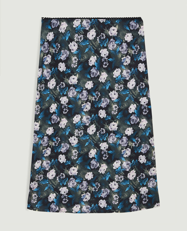 Jupe midi en tissu satiné noir - Pimkie