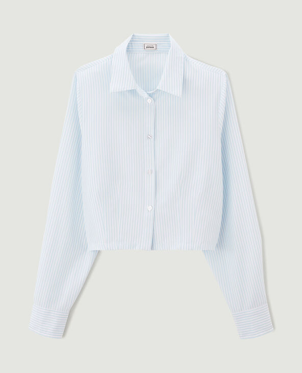 Chemise cropped manches longues rayures bleu - Pimkie