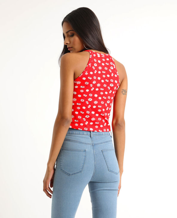 Cropped top à fleurs rouge - Pimkie