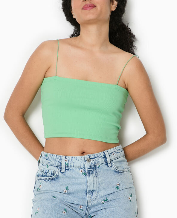 Top bandeau court avec bretelles fines vert clair - Pimkie