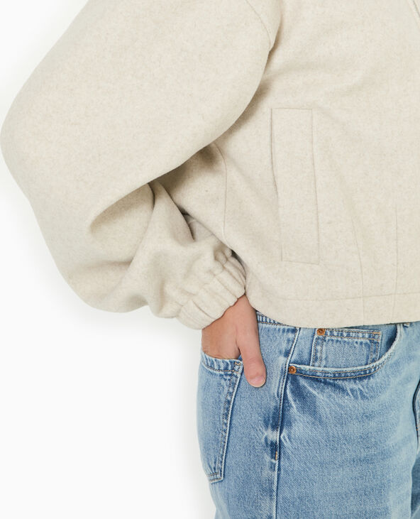 Blouson zippé avec capuche effet drap de laine beige - Pimkie