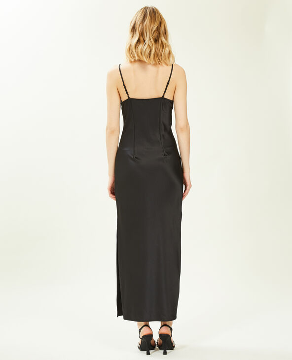 Robe longue en tissu satiné noir - Pimkie