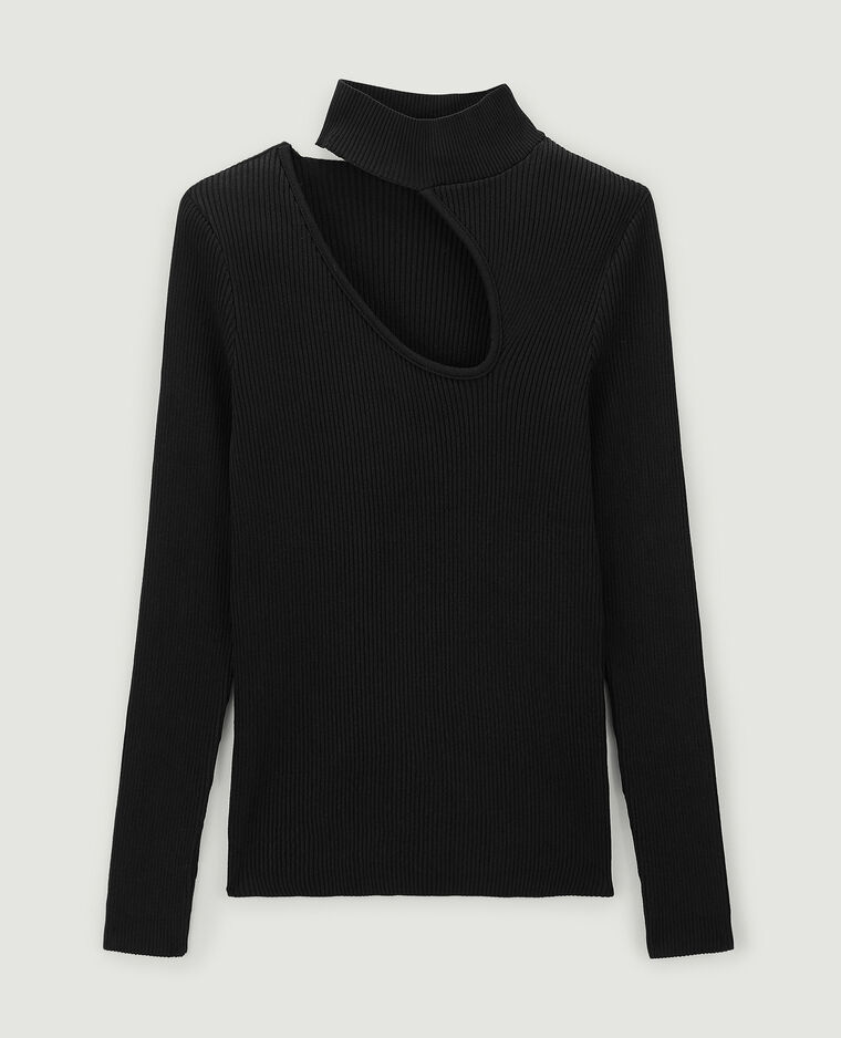 Top maille côtelée avec découpe noir - Pimkie