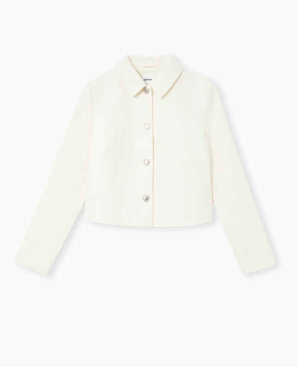 Veste en tweed droite et boutonnée blanc - Pimkie