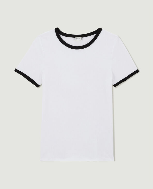 T-shirt manches courtes avec bords contrastés blanc - Pimkie