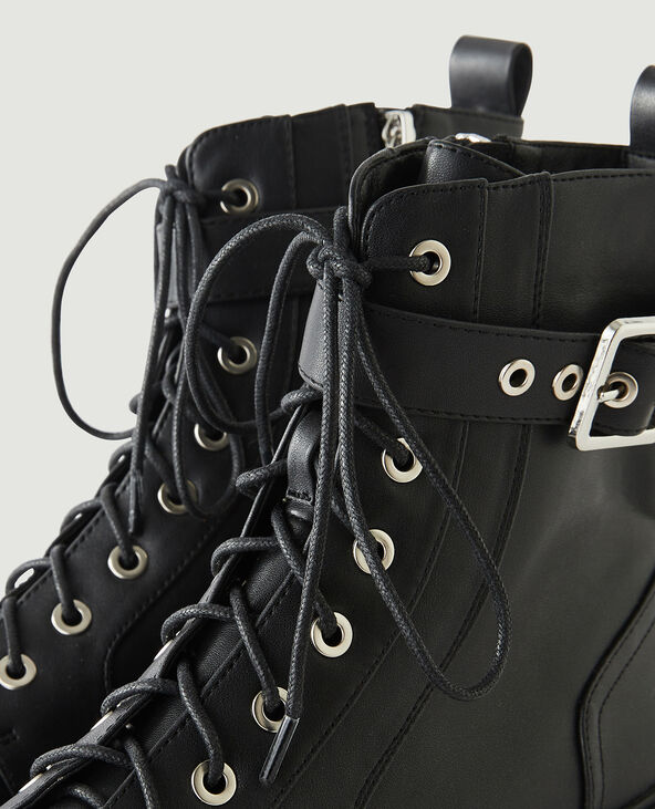 Boots en simili cuir noir - Pimkie