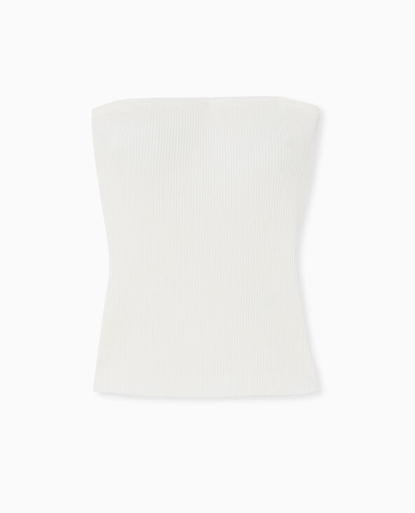 Top bustier en maille côtelée blanc - Pimkie