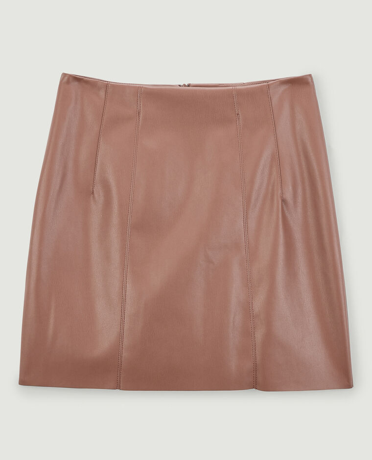 Jupe courte en simili cuir marron - Pimkie