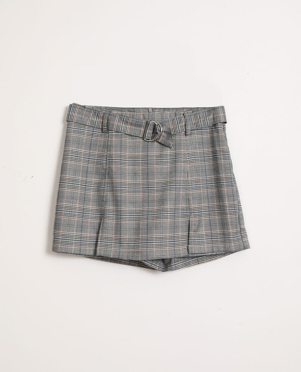 Jupe short à carreaux taupe - Pimkie