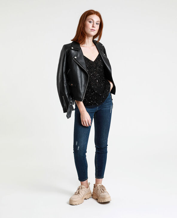 Top à sequins noir - Pimkie