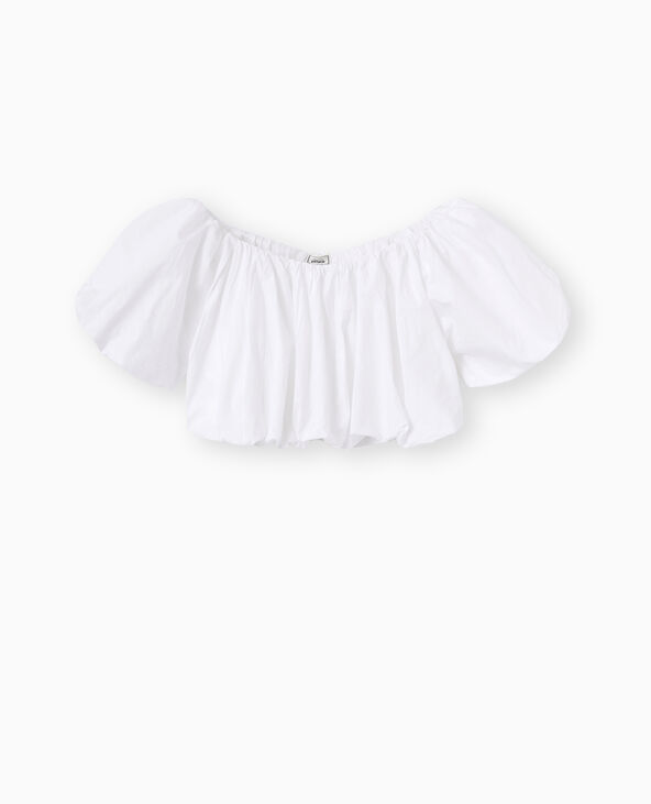 Top court avec encolure Bardot blanc - Pimkie