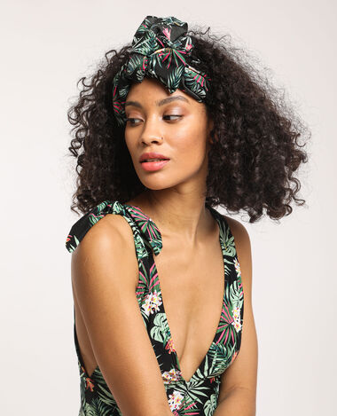 Foulard imprimé tropical noir - Pimkie