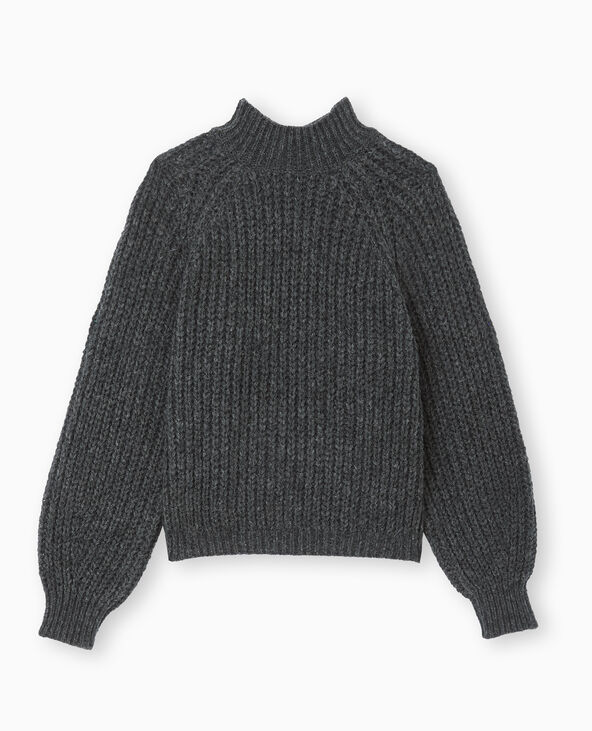 Pull col montant grosses mailles gris foncé - Pimkie