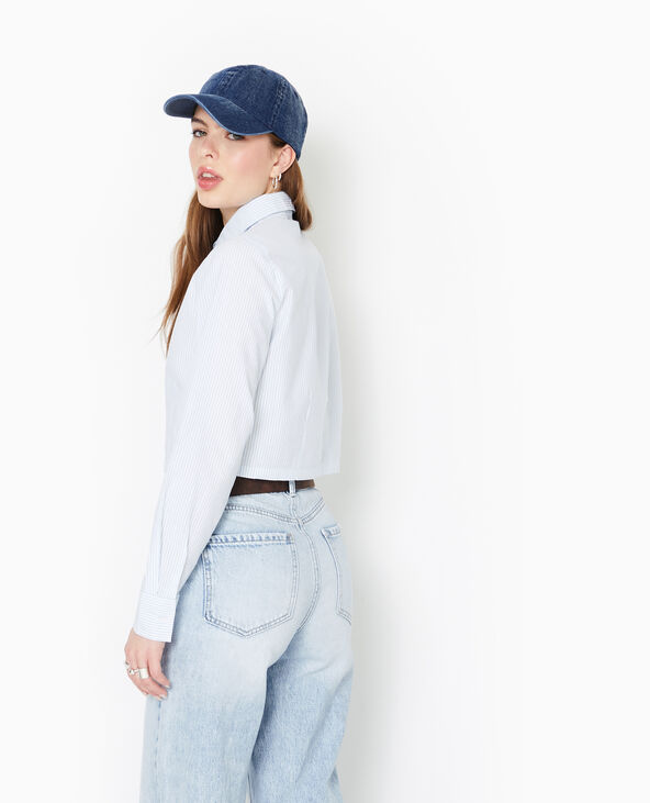 Chemise courte rayée manches longues  bleu - Pimkie
