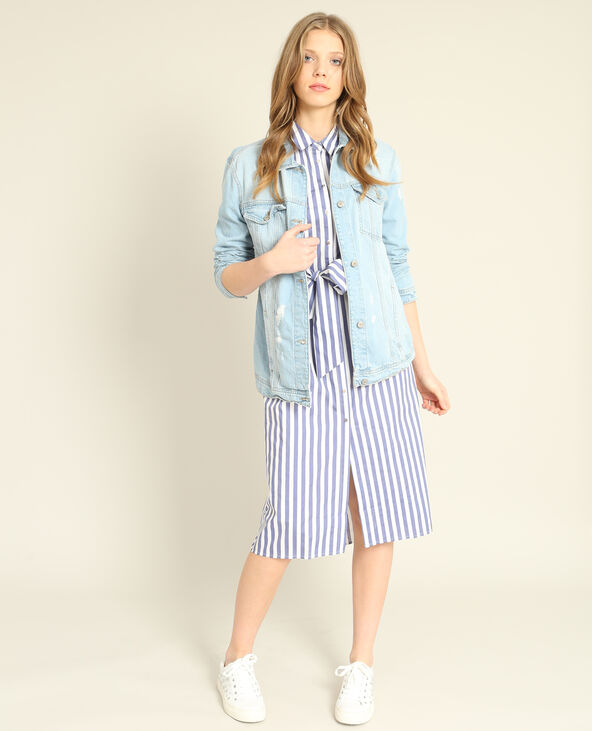 Robe chemise à manches courtes bleu marine - Pimkie