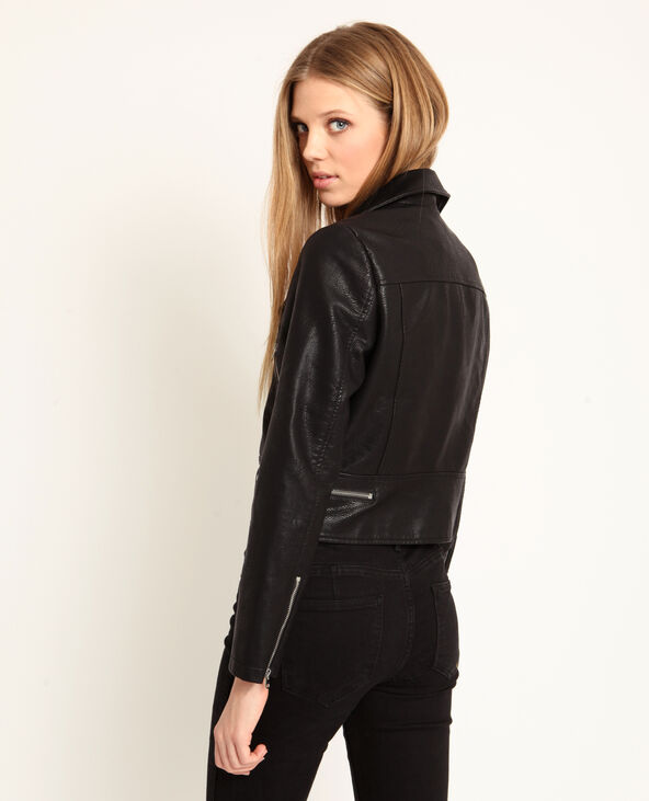 Veste biker en faux cuir noir - Pimkie