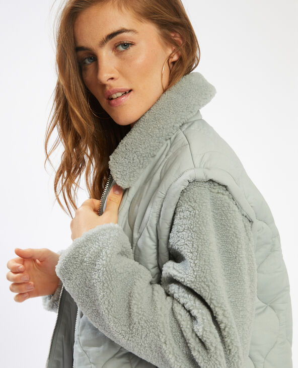 Veste bimatière à manches amovibles vert de gris - Pimkie