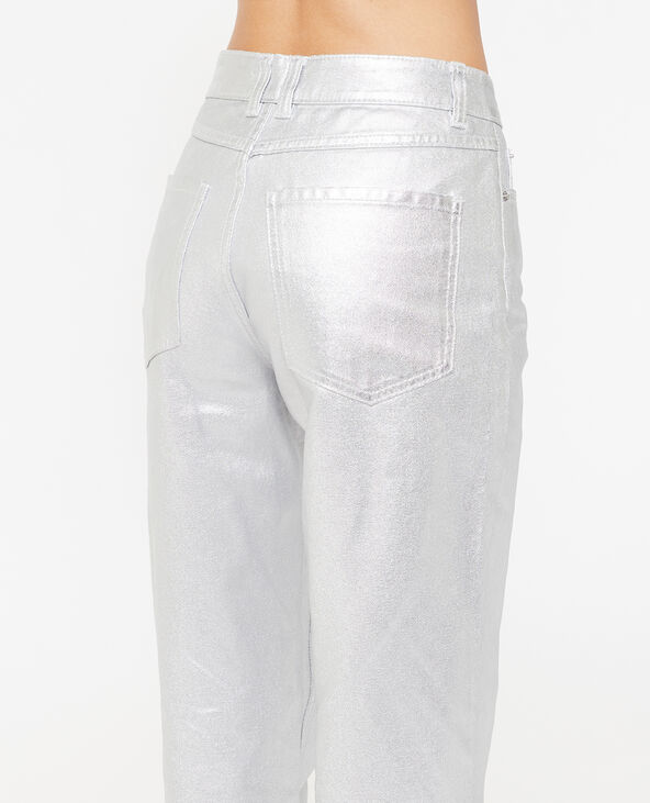 Jean droit argenté taille haute argenté - Pimkie