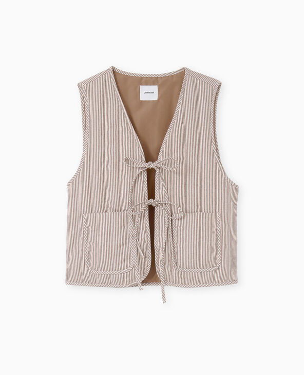 Veste sans manches matelassée avec rayures marron - Pimkie
