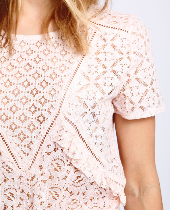T-shirt en dentelle rose clair - Pimkie