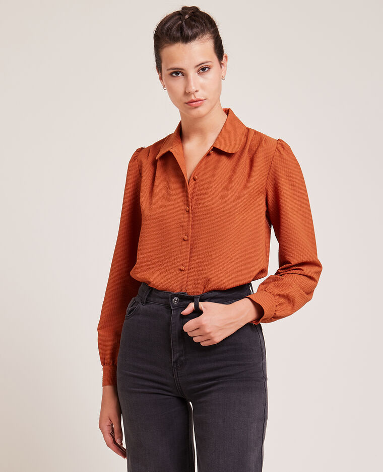 Chemisier tissu gaufré orange - Pimkie