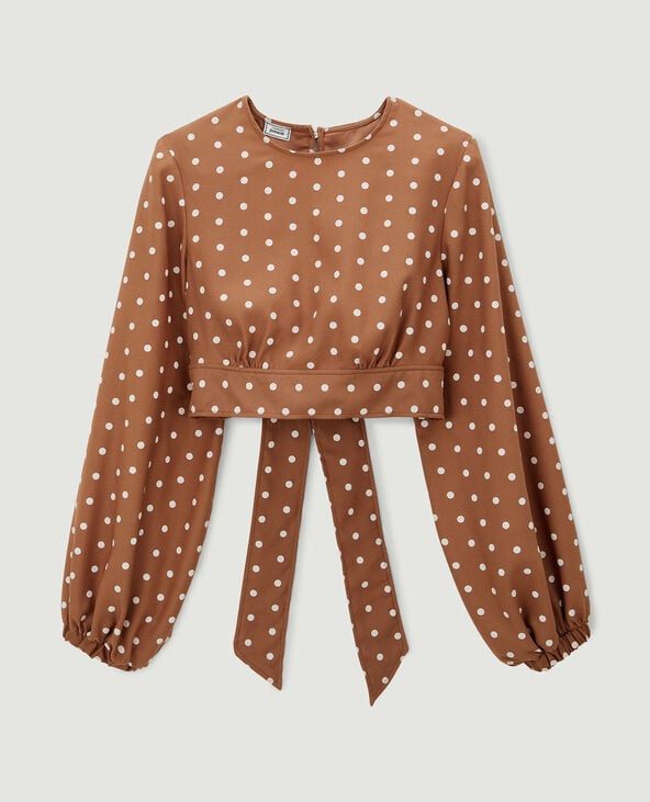 Blouse courte manches bouffantes camel - Pimkie