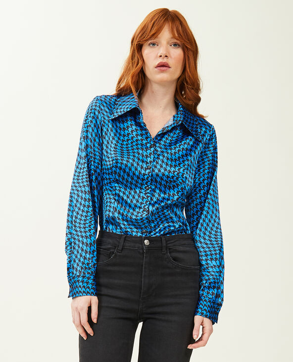 Chemise en satin bleu électrique - Pimkie