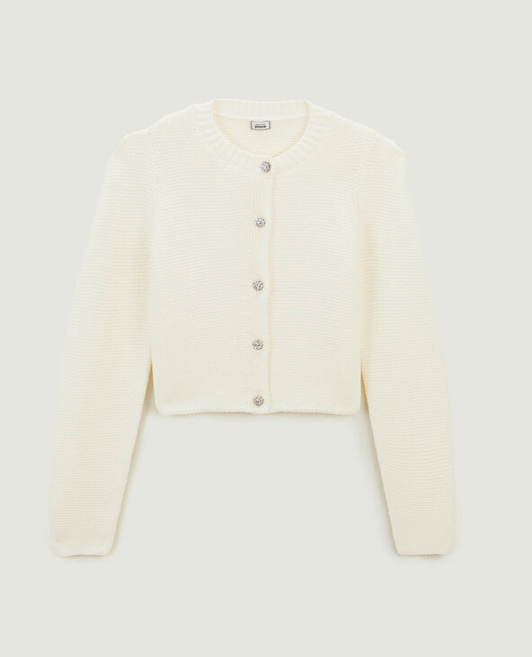 Gilet court avec boutons bijoux blanc - Pimkie