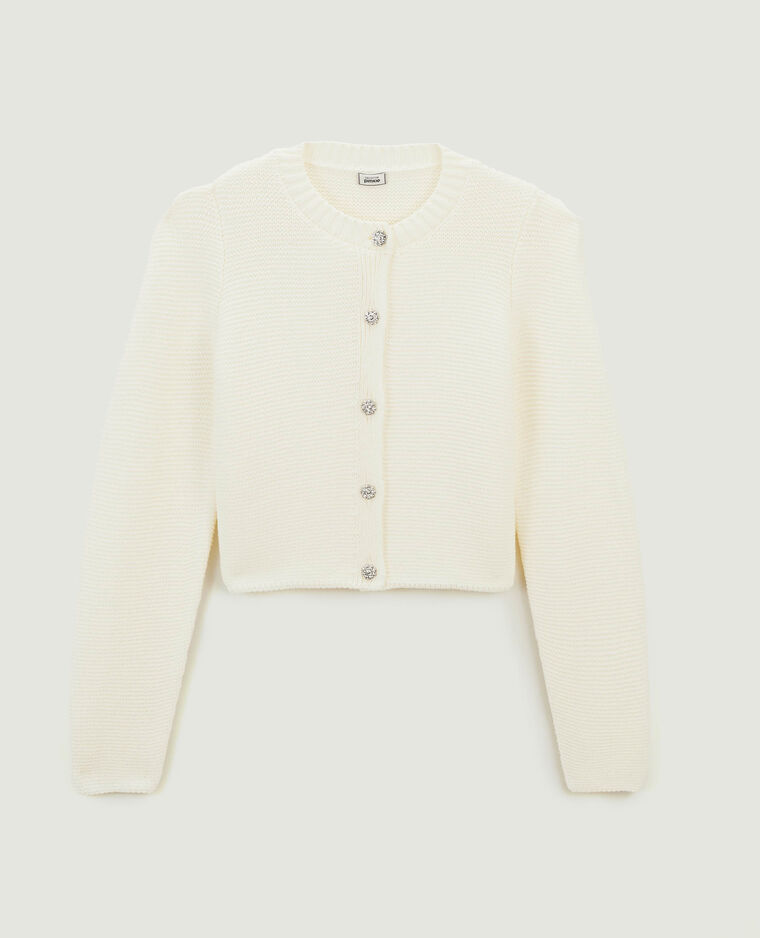 Gilet court avec boutons bijoux blanc - Pimkie