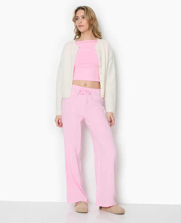 Pantalon large et droit avec taille élastiquée rose - Pimkie