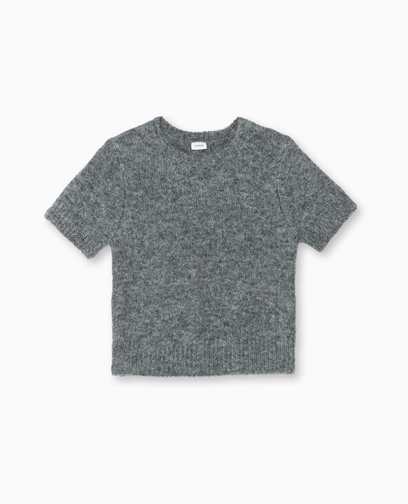 Pull manches courtes en maille douce gris clair - Pimkie