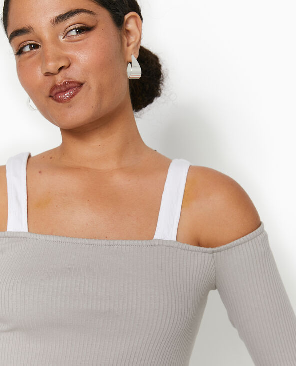 Top court effet 2 en 1 gris - Pimkie