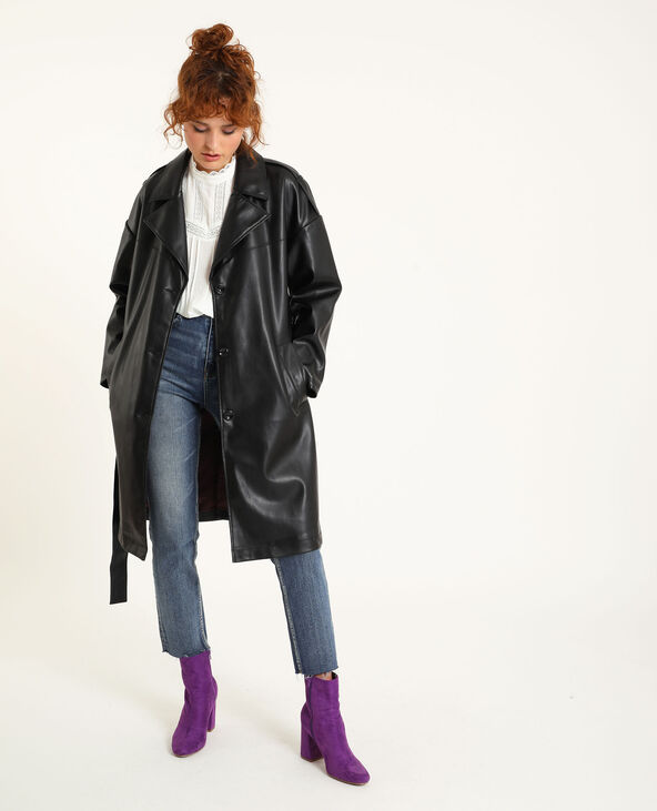 Trench en simili cuir noir - Pimkie